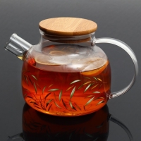 Чайник стеклянный заварочный с бамбуковой крышкой «Тропики», 1000 мл Чайник стеклянный заварочный с бамбуковой крышкой «Тропики», 1000 мл