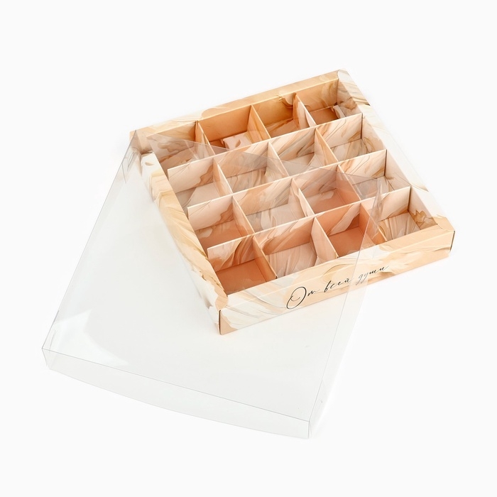 Коробка под 16 конфет с ячейками &laquo;От всей души&raquo;, 19 х 19 х 3 см