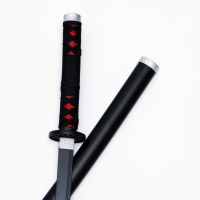 Сувенирное оружие "Катана Танзи" 75 см, клинок 48 см, чёрная, на подставке