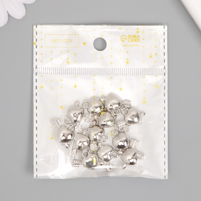 Декор для творчества пластик под металл Декор для творчества пластик под металл "Сердце со стрелой" МИКС набор 12 шт 1,4х1,9 см