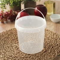 Ведро пластиковое одноразовое с крышкой &laquo;Для солений&raquo;, 1,5 л, d=14 см, прозрачное, 226 шт/уп.