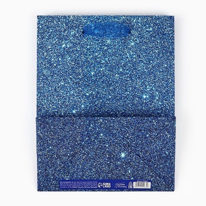 Пакет подарочный новогодний ламинированный &laquo;С Новым годом&raquo;, снежинки, глиттер, MS, 18 х 23 х 10 см