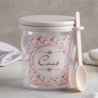 Ёмкость для соли с ложкой &laquo;Ассорти. Соль&raquo;, 700 мл, пластик, цвет МИКС