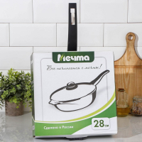 Сковорода &laquo;Гранит Star&raquo;, d=28 см, стеклянная крышка, антипригарное покрытие, тёмно-синий