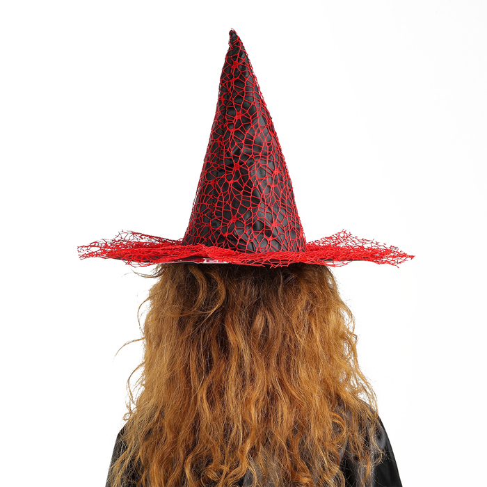 Карнавальная шляпа «Паутинка», р-р. 56-58 см, цвет красный Карнавальная шляпа «Паутинка», р-р. 56-58 см, цвет красный