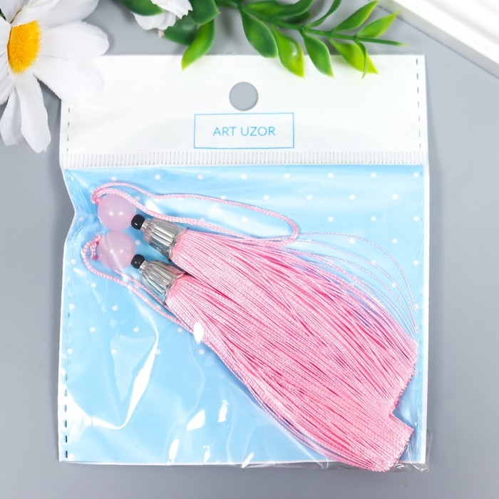 Декор для творчества текстиль Декор для творчества текстиль "Кисть с бусинкой" нежно-розовый набор 2 шт 10х1 см