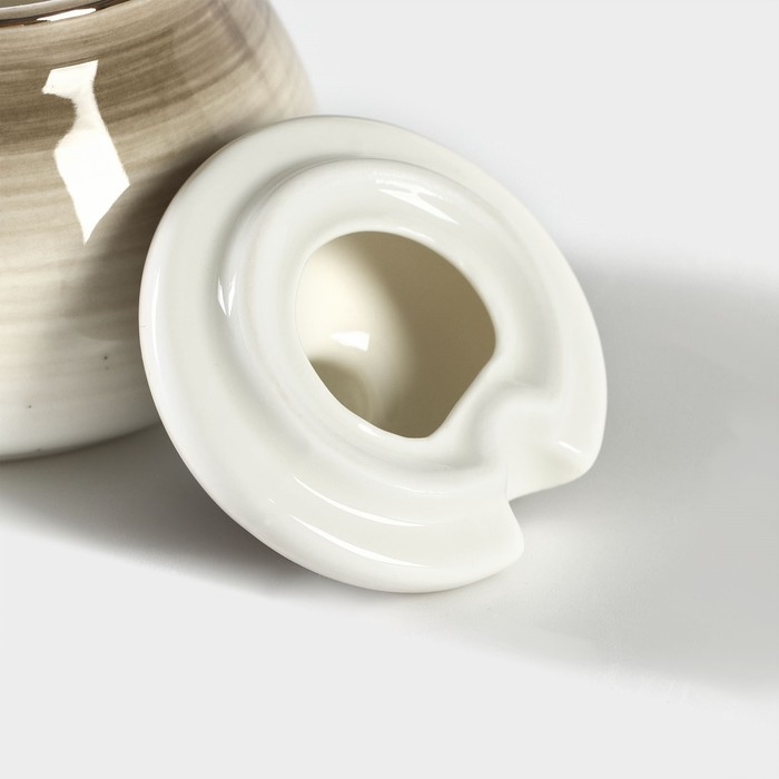 Сахарница фарфоровая с ложкой Доляна «Млечный путь», 330 мл, цвет серый Сахарница фарфоровая с ложкой Доляна «Млечный путь», 330 мл, цвет серый