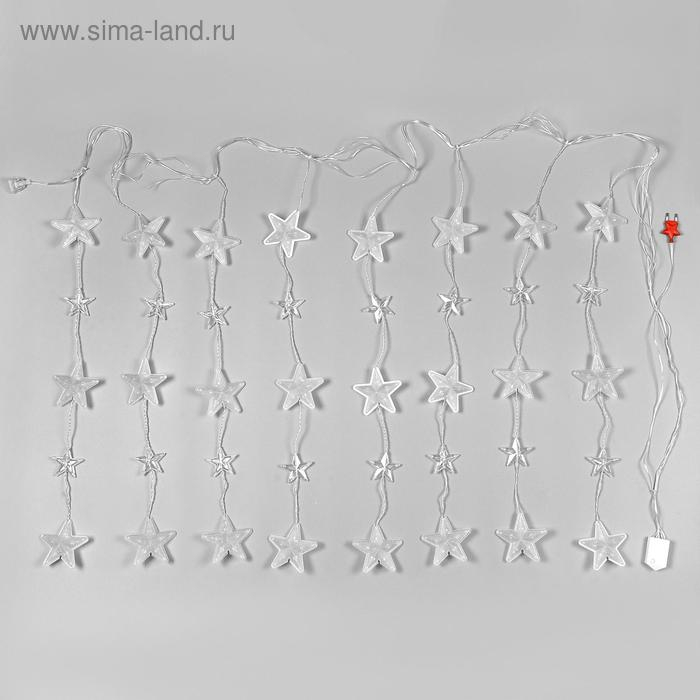 Гирлянда &laquo;Бахрома&raquo; 2.4 &times; 0.9 м с насадками &laquo;Звёздочки&raquo;, IP20, прозрачная нить, 186 LED, свечение белое, 8 режимов, 220 В