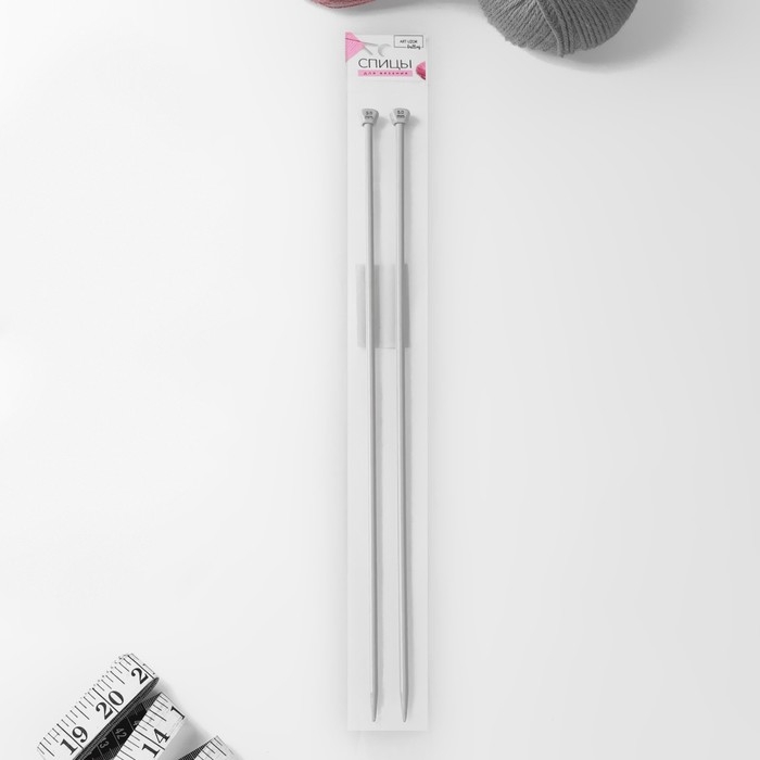 Спицы для вязания, прямые, с тефлоновым покрытием, d = 5 мм, 35 см, 2 шт Спицы для вязания, прямые, с тефлоновым покрытием, d = 5 мм, 35 см, 2 шт