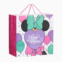 Пакет подарочный крафт "Happy Birthday" 22х22х11 см, Минни Маус