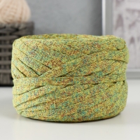 Трикотажная пряжа "Риббон" с люрексом 85м/170&plusmn;5 гр (Желтый, люрекс: Радуга)