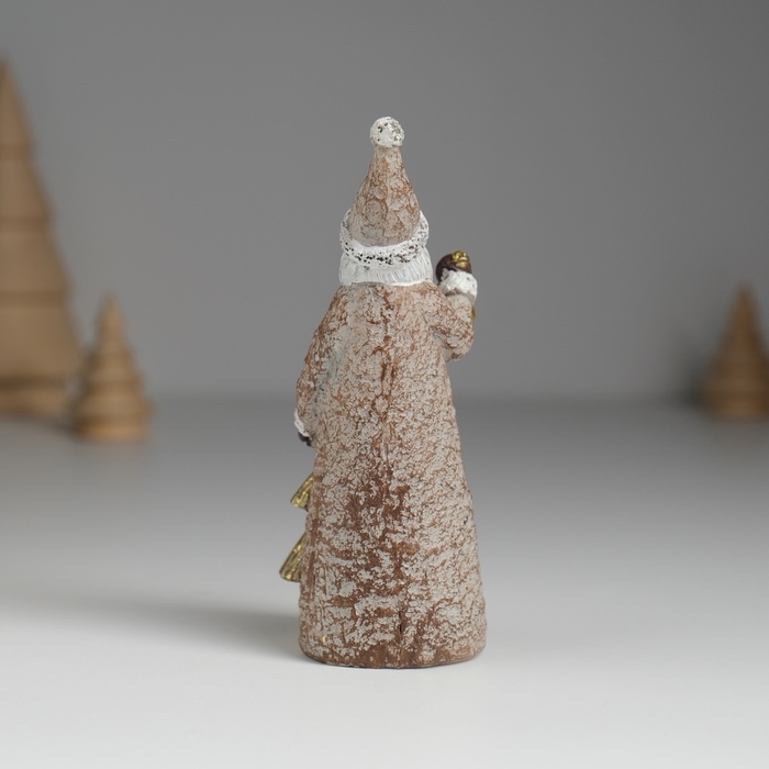 Сувенир полистоун "Дед Мороз с золотой ёлкой, с колокольчиком" 4х4,5х10,8 см