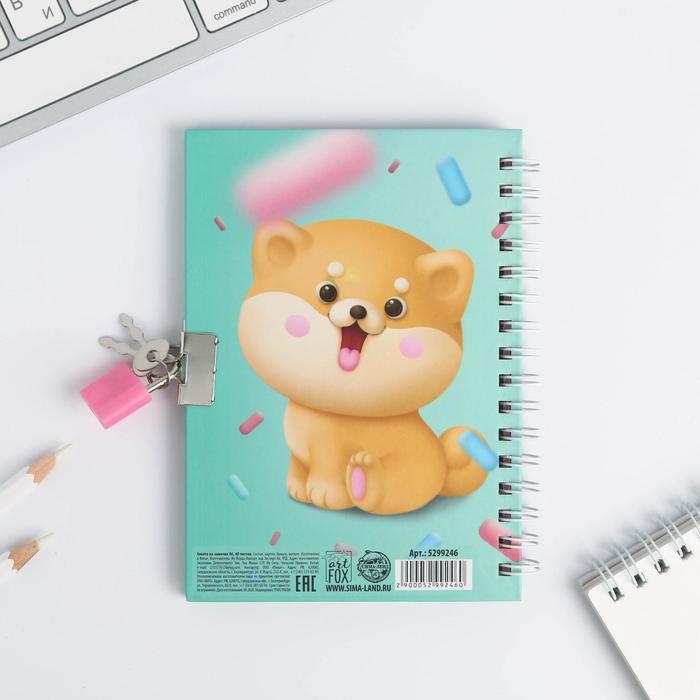 Анкета в твердой обложке на замочке &laquo;Анкета енотик&raquo;, А6 40 л