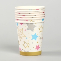 Стакан бумажный &laquo;Цветные звёзды&raquo;, 250 мл, набор 6 шт.