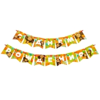 Гирлянда на ленте "С днем рождения", длина 215 см, Чебурашка