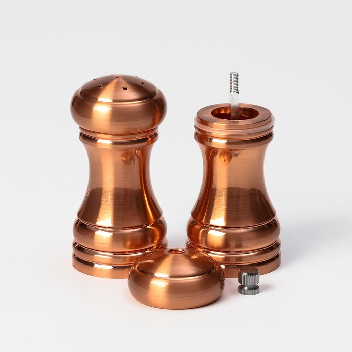 Набор мельниц для соли и перца Доляна, 10&times;5&times;10 см, 2 шт, цвет бронзовый