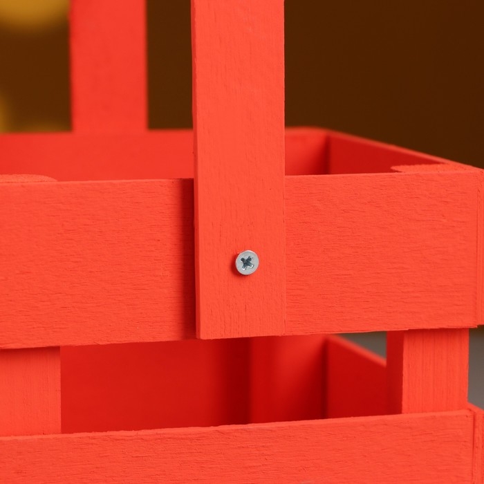 Кашпо деревянное 12&times;11&times;9 см "Однушка Лайт", двухреечное, красный Дарим Красиво