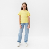Футболка для девочки MINAKU, цвет жёлтый, рост 128 см