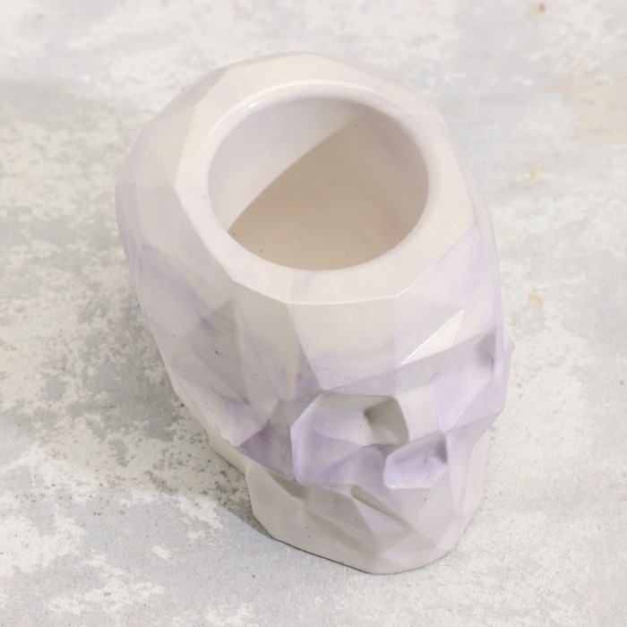 Подсвечник Подсвечник "Череп" из гипса с гранями, 6х9х6,5см,мрамор с фиолетовыми полосками