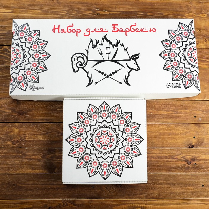 Набор с шампурами подарочный Набор с шампурами подарочный "Шафран", 12 предметов, в деревянной коробке, шампуры 50см