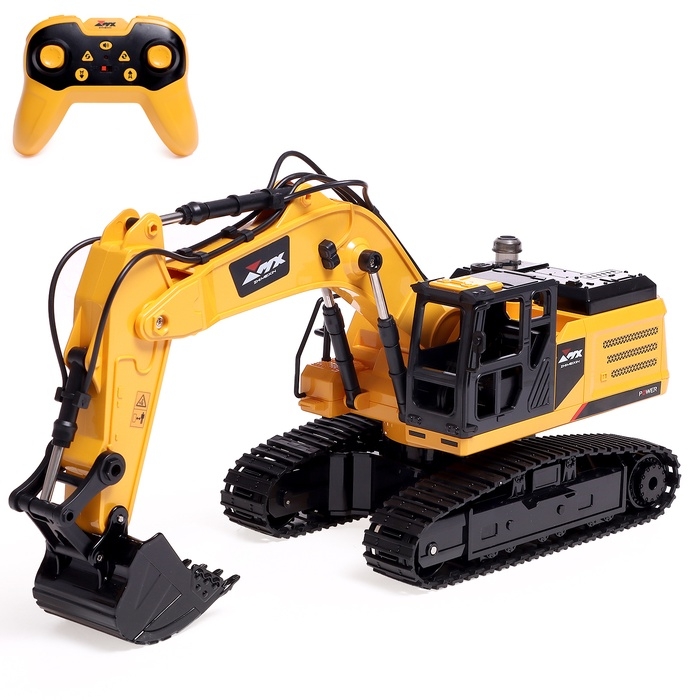 Машинка радиоуправляемая &laquo;Стройка&raquo;, экскаватор, металлический ковш, аккумулятор, световые, звуковые и дымовые эффекты