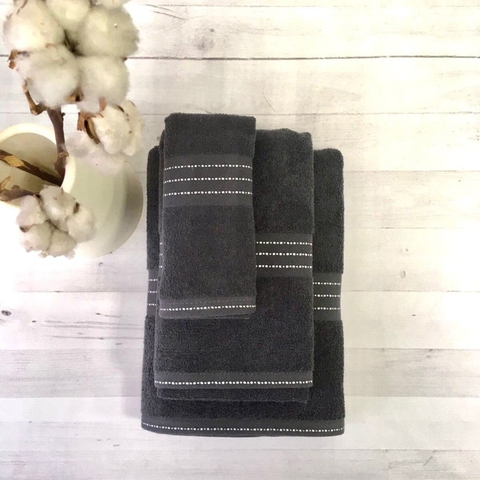 Полотенце махровое Лондон 50х90см, графит, 100% хлопок , 430г/м Полотенце махровое Лондон 50х90см, графит, 100% хлопок , 430г/м