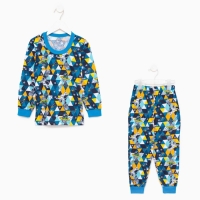 Пижама для мальчика, цвет треугольники/космонавты, рост 98 см