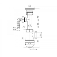 Сифон для мойки "АНИ Пласт" C0300, 1 1/2"х40 мм, с отводом стиральной машины