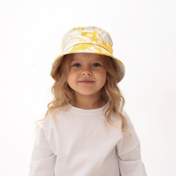 Панама детская MINAKU Панама детская MINAKU "Тай-Дай", цвет белый/жёлтый, р-р 54