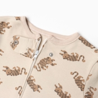 Комбинезон детский (3 шт.), цвет бежевый/зелёный/белый, рост 74 см