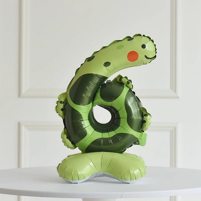 Шар фольгированный 24" &laquo;Цифра 6&raquo; на подставке, черепаха