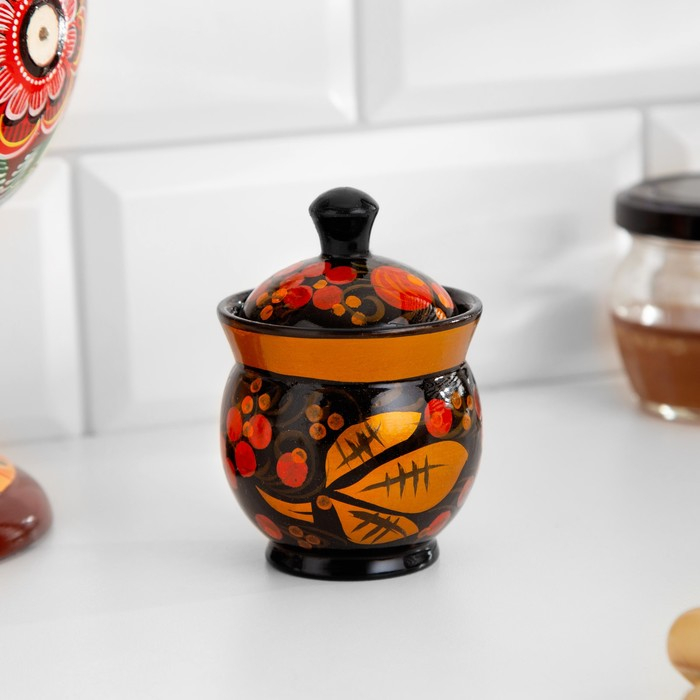 Набор &laquo;Земляничка&raquo;, 6 предметов: 2 доски, 3 банки, подставка, хохлома