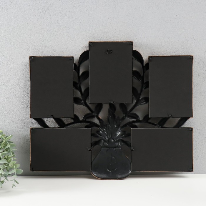 Фоторамка пластик на 5 фото 10х15 Фоторамка пластик на 5 фото 10х15 "Мешочек денежного дерева" темное золото 45х38,5х2,5 см