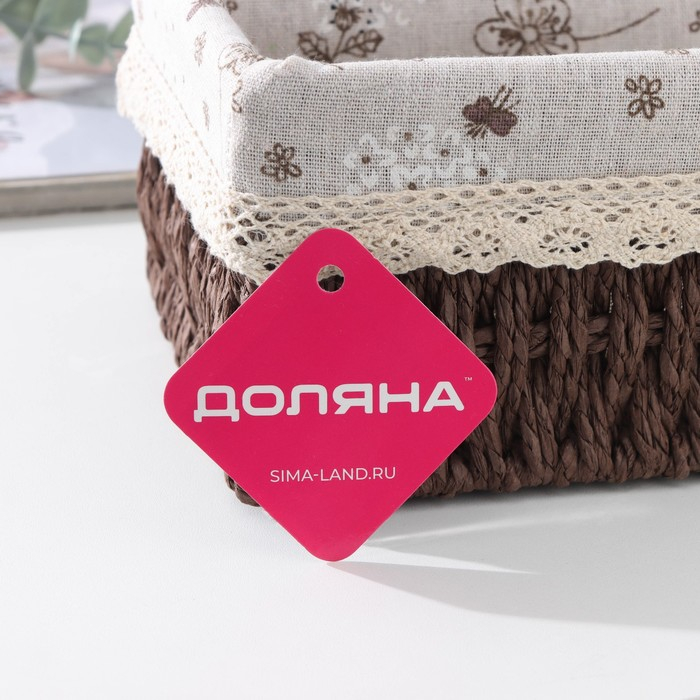 Корзина для хранения плетёная ручной работы Доляна &laquo;Полянка&raquo;, 22&times;16&times;10,5 см, средняя, цвет коричневый