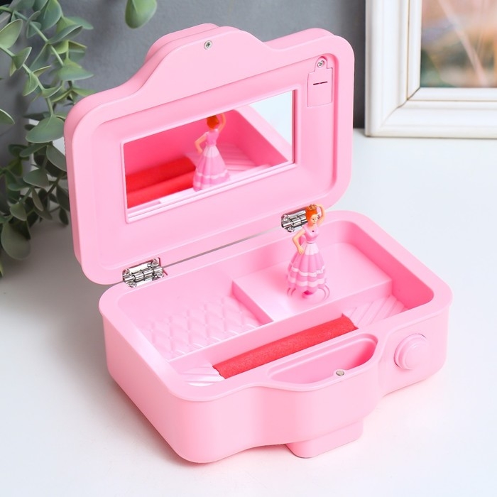 Шкатулка музыкальная механическая свет Шкатулка музыкальная механическая свет "Фотоаппарат - кошечка" розовый 10,5х12,5х16 см