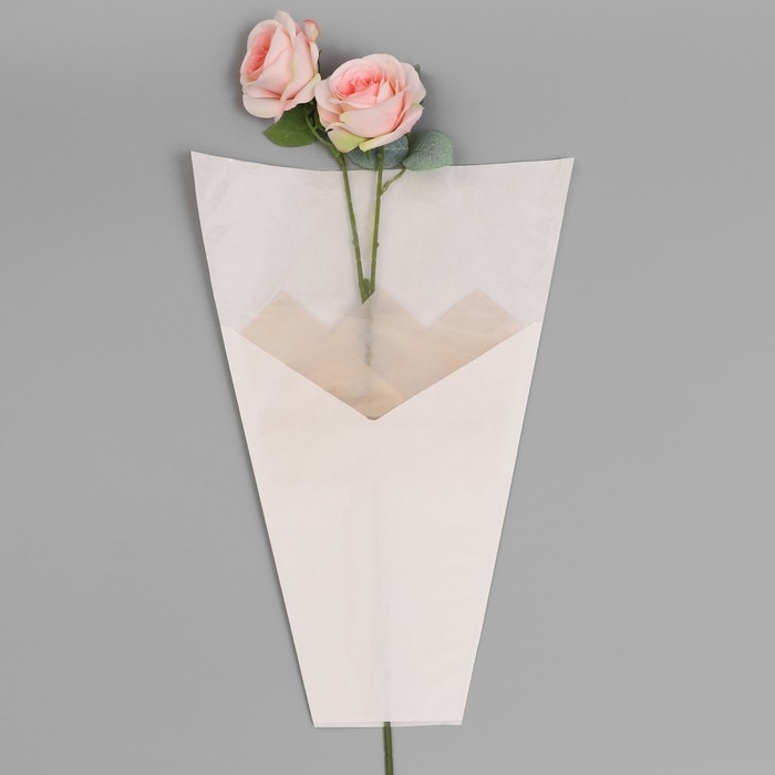 Пакет конус для цветов, крафт+ пленка,  30+11х42см&plusmn;1см, белая