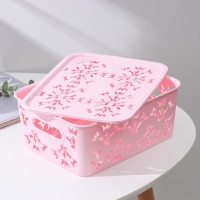 Контейнер для хранения с крышкой &laquo;Колокольчики&raquo;, пластик, 25,5&times;20&times;11 см, цвет МИКС