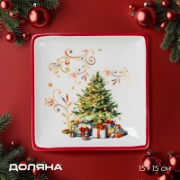 Тарелка керамическая Доляна &laquo;Волшебное дерево&raquo;, керамика, 15&times;3 см, цвет белый