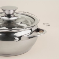 Кастрюля из нержавеющей стали SL Home &laquo;Олла&raquo;, 2 л,d=18 см, h=9 см,с крышкой, капсульное дно, индукция