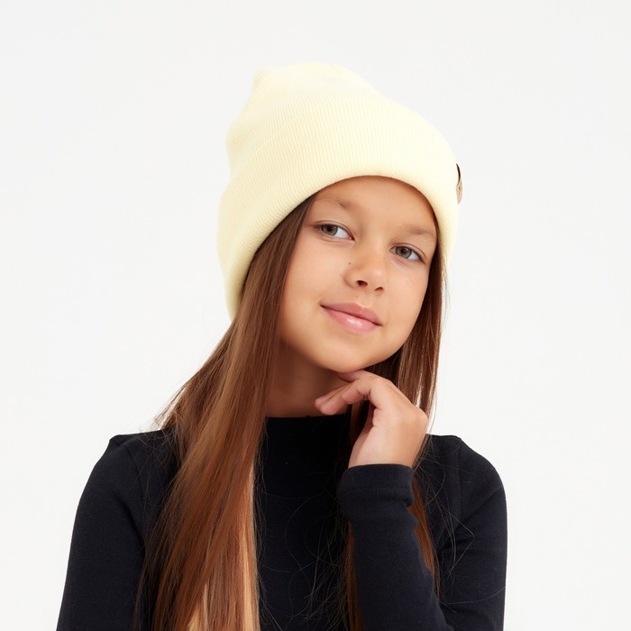 Шапка детская MINAKU с отворотом р-р 52-56, цв.экрю