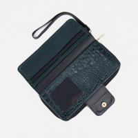 Кошелёк женский на молнии, с ручкой, цвет зелёный