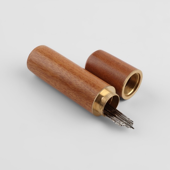 Иглы швейные в игольнице-тубе, самовдеваемые, d = 0,7/0,8/1 мм, 3,6 - 6,8 см, 8,5 &times; 1,7 см, 30 шт