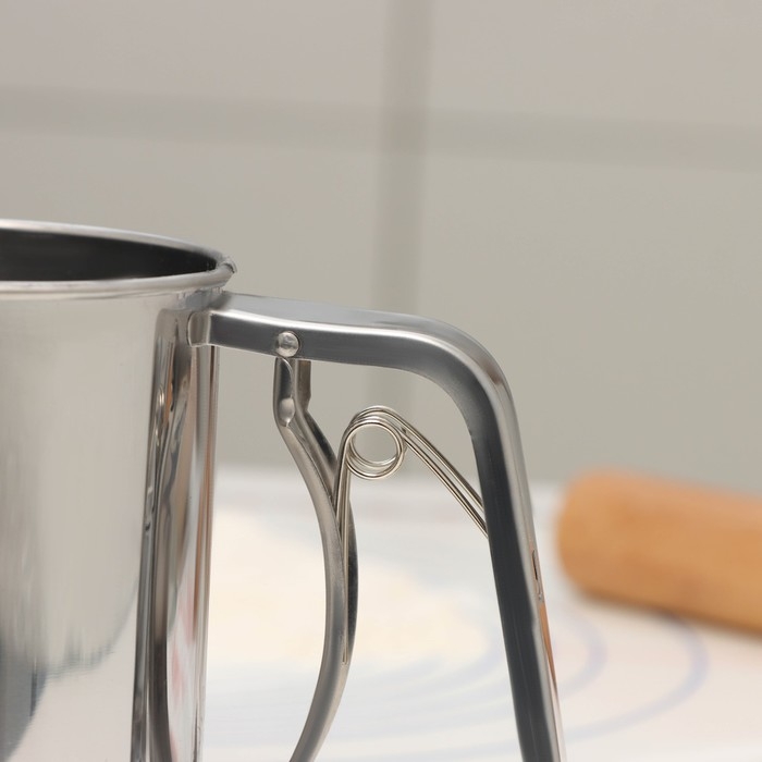 Просеиватель для муки Доляна, 2 уровня, цвет серебристый Просеиватель для муки Доляна, 2 уровня, цвет серебристый