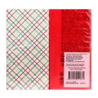 Новогодние салфетки бумажные Bouquet Original de luxe &laquo;Клетка + Красный&raquo;, 2 слоя, 33х33 см, 20 шт.