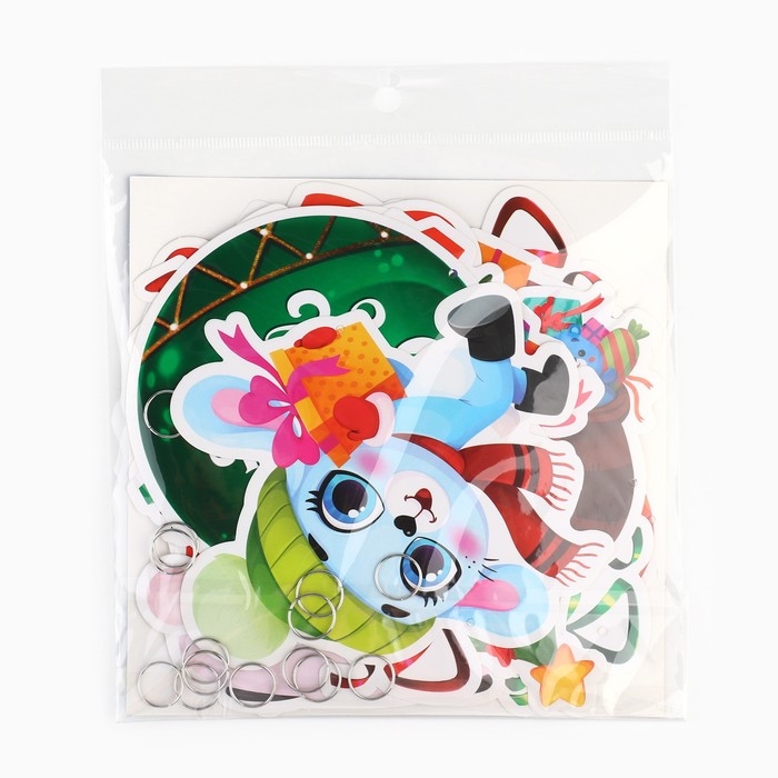 Гирлянда на кольцах новогодняя &laquo;Милые зверюшки&raquo;, на Новый год, длина 148 см