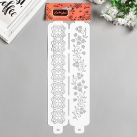 Трафарет бордюрный пластиковый "Узор цветочная ветка" пластик, 11х32 см Трафарет бордюрный пластиковый "Узор цветочная ветка" пластик, 11х32 см