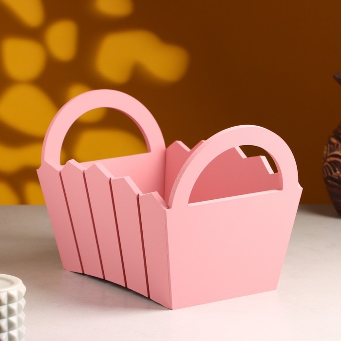 Кашпо деревянное 25&times;16&times;17 см "Мария", ручки боковые, МДФ, Розовый Коралл