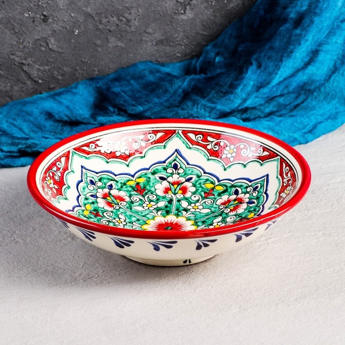 Супница Риштанская Керамика Супница Риштанская Керамика "Узоры", 23 см, красная