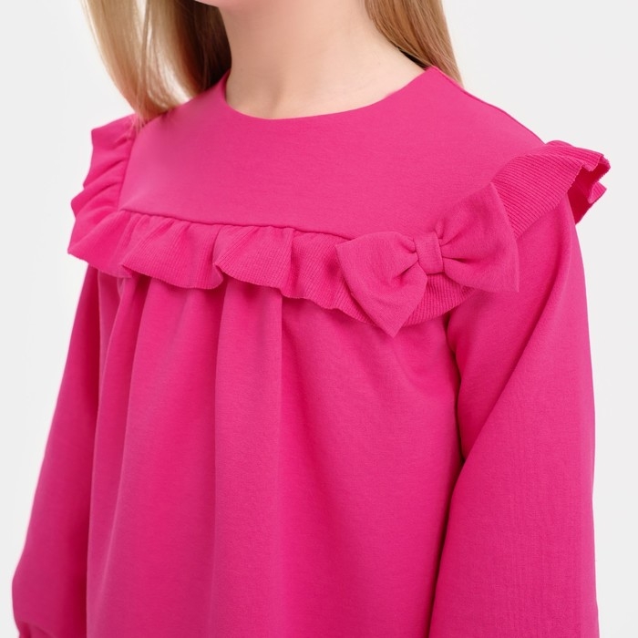 Платье для девочки с рюшей KAFTAN "Basic line", размер 32 (110-116), цвет фуксия