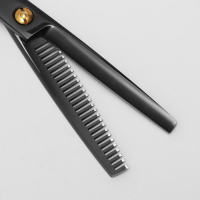 Ножницы филировочные с упором «Premium», загнутые кольца, лезвие — 6 см, цвет чёрный Ножницы филировочные с упором «Premium», загнутые кольца, лезвие — 6 см, цвет чёрный